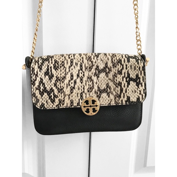 TORY Burch Chelsea Colorblock Snake Classic Flap Mini Crossbody Bag - Picture 4 of 16